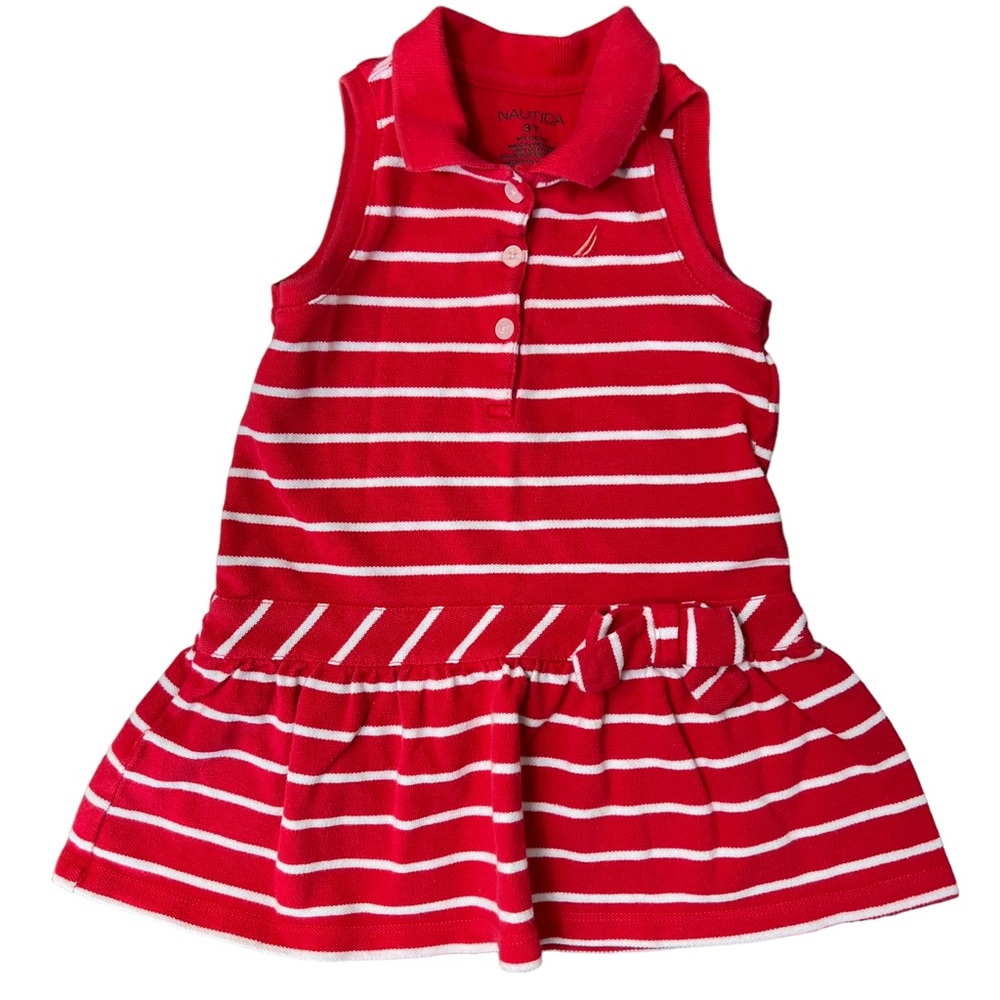 Nautica Toddler Girl Red & White Striped Polo Dress